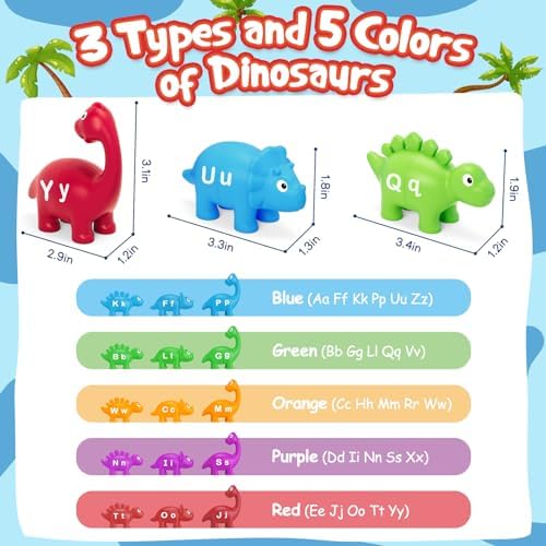 Kasfalci 26 PCS Dinosaur Alphabet Learning Educational Toys for Kids 3-5 - Image 4