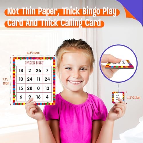 SpriteGru Multiplication & Division Bingo Game, 480 Math Problems, 2 Educational Math Board Game for Kindergarten and Preschool Kids 4-8, Perfect for Classroom & At Home (Up to 25 Players) - Image 3