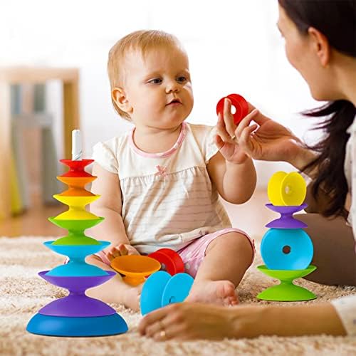 Rainbow Spinning Wheel Toy - Kids Stackable Spinning Toy for Kids, Learning & Developmental Tower for Babies and Toddlers, Brain Early Learning Toys, Interactive Learning Stacking Toys - Image 2