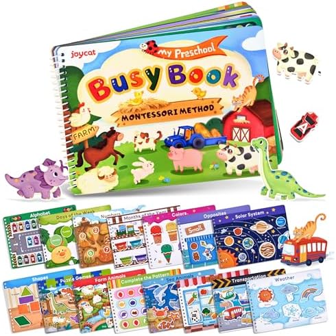JoyCat Preschool Busy Book for Toddlers 3-5, Learning Activities, Educational Sensory Toys, Autism Learning Material, Back to School, Birthdays Presents for Boys Girls by JOYCAT