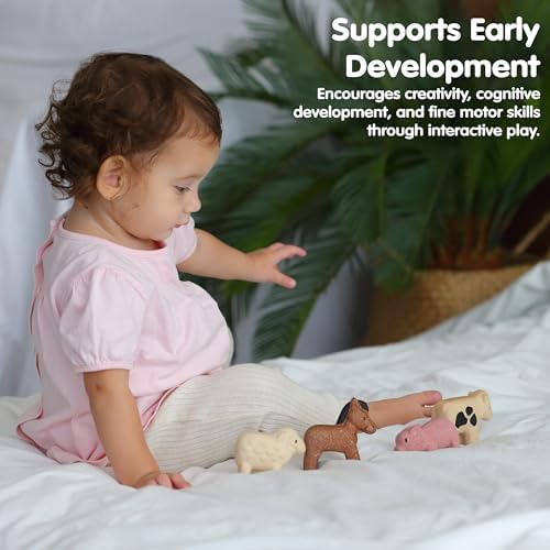 PlanToys Farm Animal Figurines Set - Four Cute Sustainably-Made Wood Pig, Sheep, Cow, and Horse Figures to Stimulate Interactive and Creative Play - Image 6