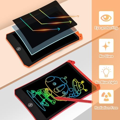cimetech LCD Writing Tablet, 2 Pack Toddler Kids Toys, Red and Orange - Image 5