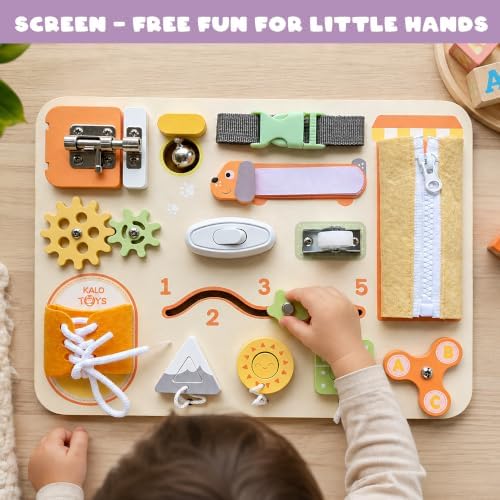 Montessori Busy Board for Toddlers, Wooden Sensory Toys, Preschool Learning Activities for Fine Motor Skills Travel Toy, Basic Life Skills Educational Gifts for 1 2 3 Years Old Kids Boys Girls (Green) - Image 2