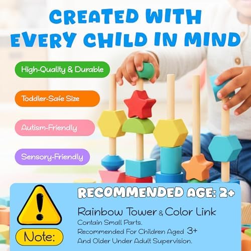 8-in-1 Busy Hands Fine Motor Skills Toys Kit for Toddler, Montessori Toys Set for 3+ Years Old, Learning & Education Toys, Color Shape Sorter, Stacking Toys, STEM, Wooden Toys - Image 6