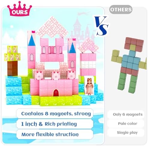 Hiwawind Updated Princess Magnetic Blocks for Girls, Princess Castle Magnetic Building Toys, STEM Montessori Sensory Toys for Toddlers 3-4 5-6 7-8, Creative Birthday Gifts for 3+ Year Old Girl - Image 4