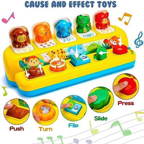Baby Pop Up Toys with Music & Light Montessori Toys for 1 Year Old Boy Girl - Image 3
