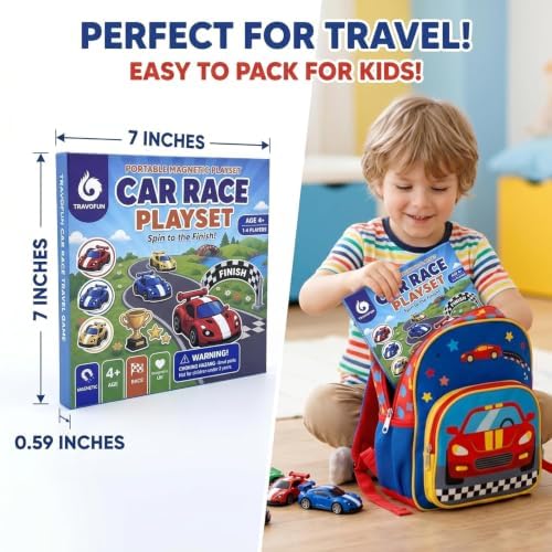 TRAVOFUN Magnetic Car Race Game | Travel Games for Kids Ages 4-8 - Image 5