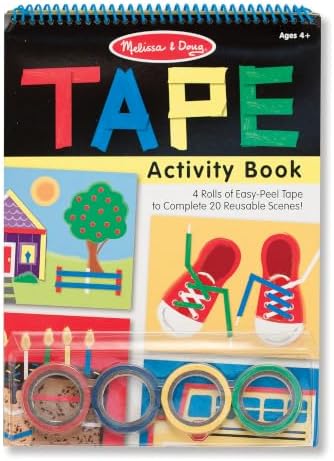 Melissa & Doug Tape Activity Book for Kids with 4 Easy-Tear Tape Rolls (Blue, Green, Red, Yellow) & 20 Reusable Scenes on Spiral-Bound Sheets, Road Trip Activities & Travel Toys for Kids Ages 4+ by Unknown