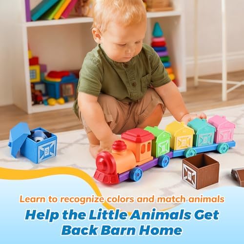 Cieex Toddler Toys Farm Animal Train for 1 2 3 Years Old, Learning Toy - Image 6