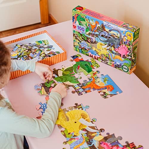 eeBoo 100 Piece Puzzle for Kids - Land of Dinosaurs Children's Puzzle Prehistoric, Large Pieces for Small Hands to Develop Motor Skills - Image 6