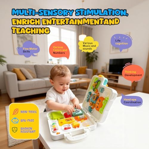 Montessori Busy Board Toys for 1 2 Year Old, Educational Montessori Baby Toys for 12-18 Months, Toddler 1-3 Musical Toys,Birthday Christmas Toys Gifts for 1 2 Year Old Boys Girls - Image 5