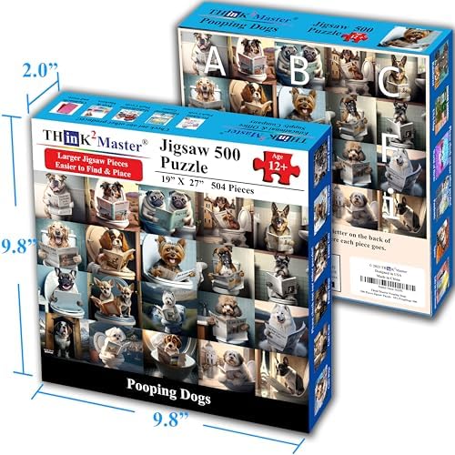 Think2Master Pooping Dogs & Puppies 500 Pieces Very Large Pieces Jigsaw. for Adults & Seniors 13+ Size: 26.8” x 18.9” - Image 5