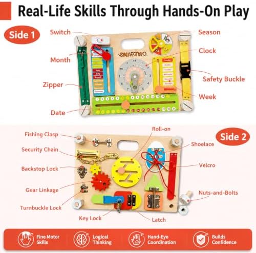 Montessori Busy Board for Toddlers, Wooden Activity Board Ages 3+ - Image 3