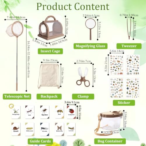 9 Pcs Bug Catcher for Kids, Outdoor Kids Explorer Kit with Magnifying Glass Butterfly Backpack & 6 Bug Catching Accessories, Outdoor Explorer Kit Nature Exploration Toys STEM Gift for Boys Girls 3-12 - Image 2