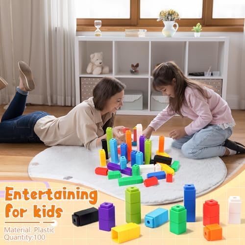 200 Pcs Black Linking Cubes for Math Counting Cubes Manipulatives Plastic Counting Block Manipulative Classroom Learning Supplies for Educational Preschool Activities Boy Girl (Black) - Image 6