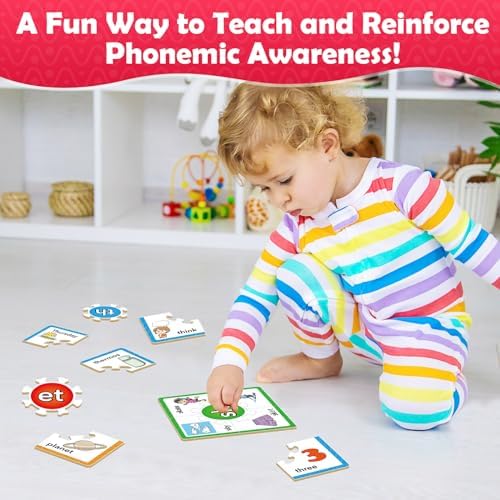 Torlam Phonics Puzzle, Rhyming Games Phonics Games Flash Cards for Kids Toddler, Learn to Read Spelling Reading Sight Words, Digraphs Blends Site Words for Preschool Kindergarten Homeschool Supplies - Image 4