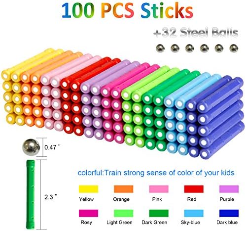 ELONGDI Magnetic Building Blocks, [ 132 Pieces ] Lengthen Building Sticks Set, Magnet Stem Toys Set Non-Toxic Building 3D Puzzle Boys Toys for Kids and Adult - Image 5
