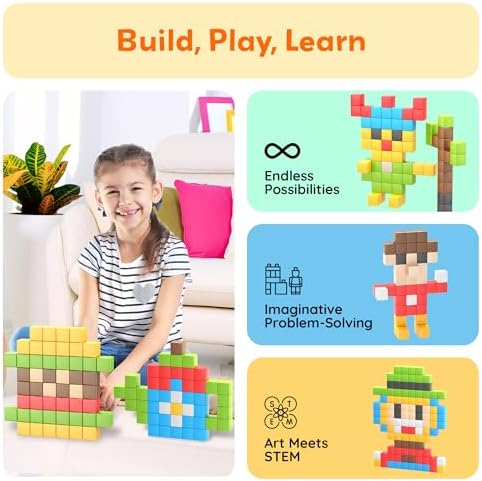 PicassoTiles 108 Piece Magnetic Cubes, 1 Inch STEM Building Set for Kids 3+ - Image 4