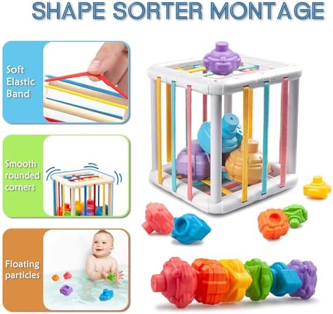 6 in1 Baby Toys 6-12 Months，Infant Toys 6-12 Months，Incl 12pc Soft Stacking Blocks &Silicone Pull String & Manhattan Ball& 2 Stacking Toys & Sensory Toys for Babies. Baby Development Toys - Image 4