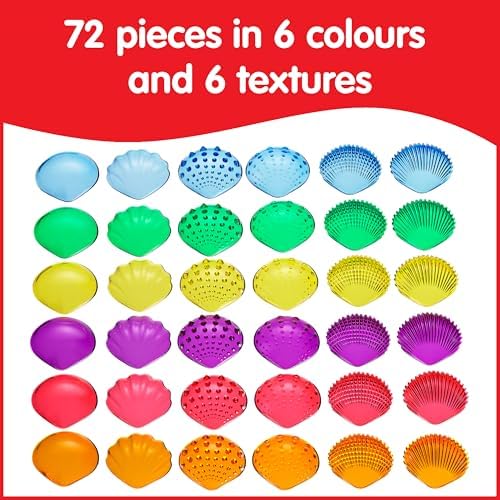 edxeducation Tactile Shells, Set of 72, Translucent, 6 Textures and Colors - Image 3