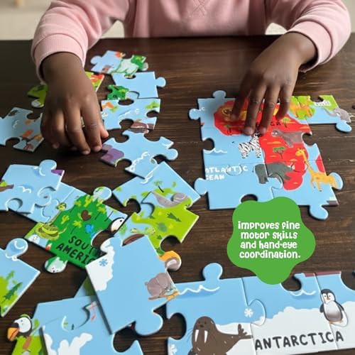 Dinomini Giant World Map Puzzle for Kids - with Interactive Standing Figures - Floor Puzzles for Kids Ages 3-5 - Preschool Learning Activities - Learning & Educational Toys - Image 5