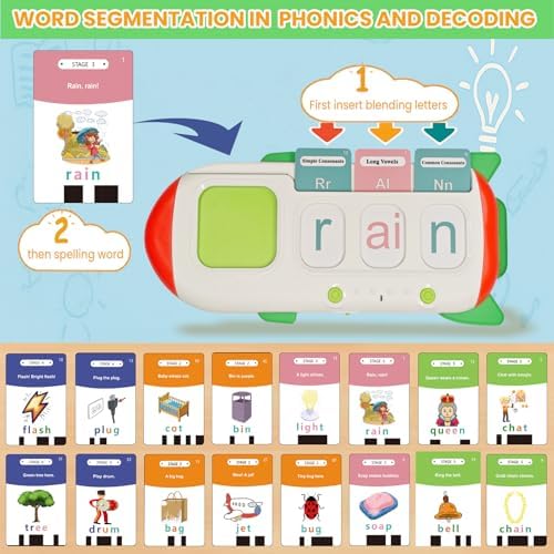 Talking Phonics Card Reader for Kids Ages 3-7, 5-Level Learn-to-Read System with Letter Sounds, Word Blending, Sight Words and Math Games, Preschool Kindergarten Homeschool Learning Toy - Image 4