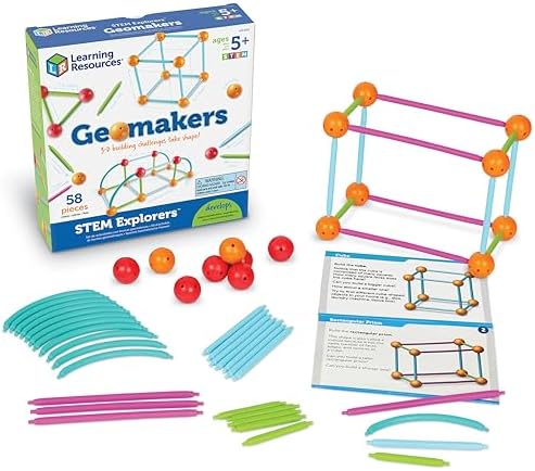Learning Resources STEM Explorers Geomakers - 58 Pieces, Ages 5+ STEM Toys for Kids, Kindergartner Learning Toys, Shapes for Kids by LearningResources