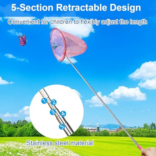 Outdoor Exploration Telescopic Bug-Catching Nets, Fishing Nets, Butterfly Nets for Children's Outdoor Exploration, Nature Exploration Toys (2 Pack) - Image 3