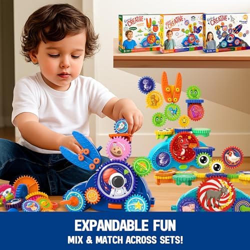 Motorized Spinning Gear Building Toys for Kids, Space Rocket STEM Construction Set, Educational Interlocking Building Blocks Puzzle | Gear Toys for Toddlers Ages 3-8 - Image 5
