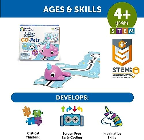Learning Resources Coding Critters Go Pets Dipper the Narwhal - 14 Pieces, Ages 4+ Screen-Free Early Coding Toy For Kids, Interactive STEM Coding Pet, Toddler Learning Toys - Image 5