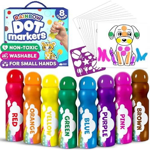 Dot Markers For Toddlers 1-3 - Dot Art Paints Washable For Kids - Includes Printed & PDF Coloring Sheets - Toddler Arts And Crafts for Kids Ages 2-4 - Preschool Learning Activities, Bingo Daubers by MomoNashi