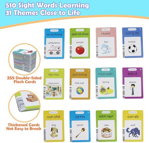 MAYAPHILOS 510 Sight Words Vietnamese and English Talking Flash Cards - Image 2