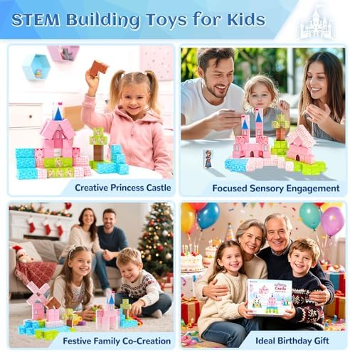 Hiwawind Updated Princess Magnetic Blocks for Girls, Princess Castle Magnetic Building Toys, STEM Montessori Sensory Toys for Toddlers 3-4 5-6 7-8, Creative Birthday Gifts for 3+ Year Old Girl - Image 5