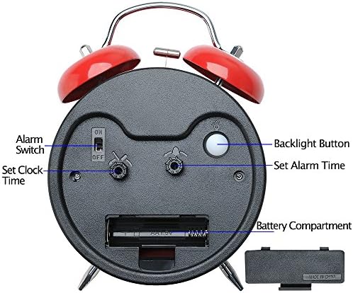 Peakeep 4 Inches Twin Bell Loud Alarm Clock for Heavy Sleepers - Image 6