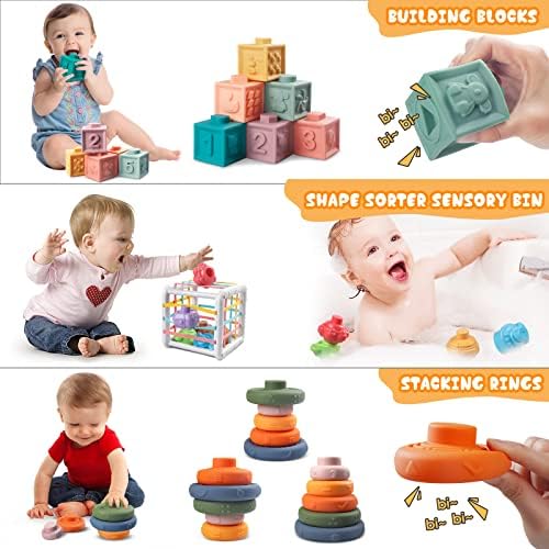 4-in-1 Montessori Sensory Baby Blocks 18M+ , Stacking Ring, Pull String - Image 4