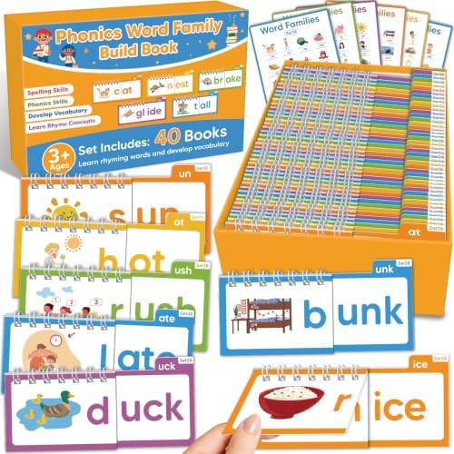 Phonics Flash Cards for Kids, Learn to Read Phonics Word Family Build Book by Bekayshad