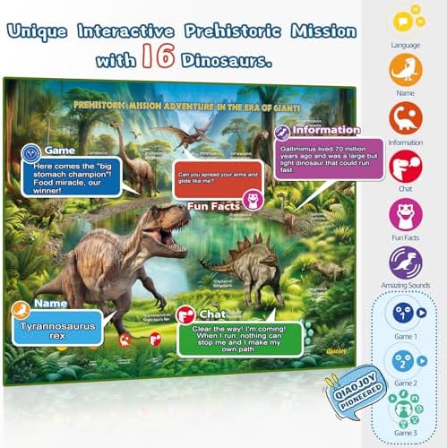 Interactive Dinosaur Toys Learning Poster, Dinosaur Talking Poster, Bilingual Dinosaur Talking Educational Children Toy with Sound Effects, Dinosaur Toys for Ages 3-12, Best Dinosaur Party Gift - Image 3