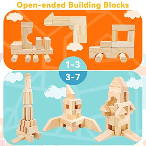 Large Wooden Blocks for Toddlers 1-3, 64Pcs Big Wood Building Blocks Set - Image 6