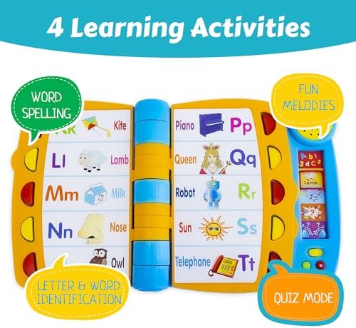 Talking Activity Book for 2 Years Old & Up - Sound Book with 5 Learning Activities Including Letters, Numbers, Quiz Game & Memory Match - Interactive Books for Babies with Fun Sound and Melodies - Image 2