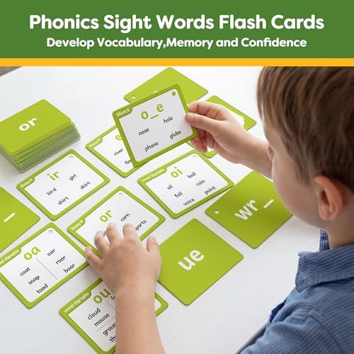 Torlam Sight Words Flash Cards for Kids Phonics Learning,Learn to Read Digraphs CVC Blends Long Vowel Sounds Spelling Reading Phonics Games, Site Words for Classroom Homeschool - Image 2
