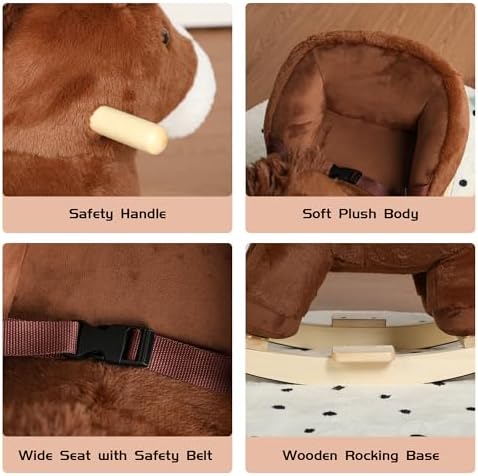 Pony Rocking Horse with Sound and Music for Ages 12-36 Months, Brown - Image 6