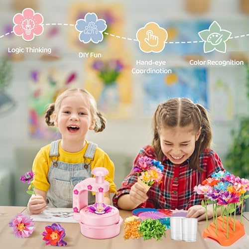 Fabric Flower Bouquets Toys,DIY Craft Kits for Kids,Arts and Crafts Toy for 3+ Year Old Girls,Flowers Market Toy,Build Your Flower Bouquet,Educational Preschool Learning Toys for Birthday,Christmas - Image 4