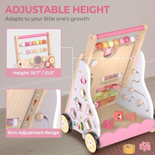 Wooden Baby Walker, Montessori Push Walker for Toddlers Learning Discovery - Image 4