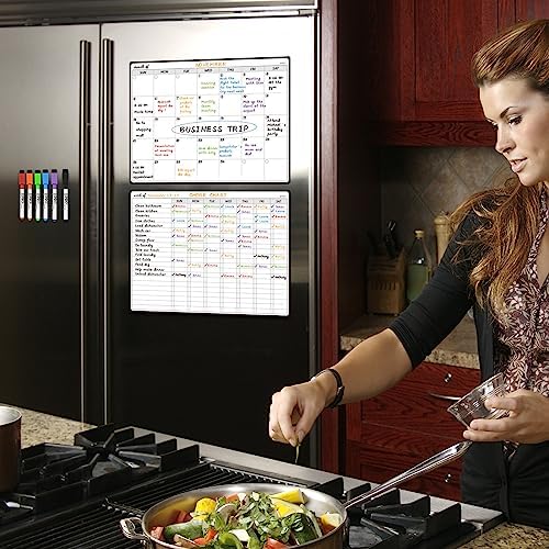 JJPRO Magnetic Dry Erase Chore Chart and Monthly Planner Whiteboard Bundle for Fridge - Chore Chart for Multiple Kids, Monthly Calendar, Behavior Chart, Reward Chart, 6 Markers - Image 6