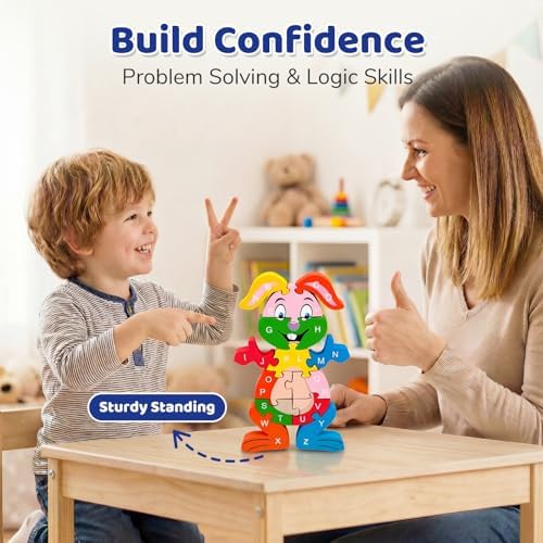 LovesTown Puzzle for Kids, Wooden, 3D Rabbit Shape - Image 6