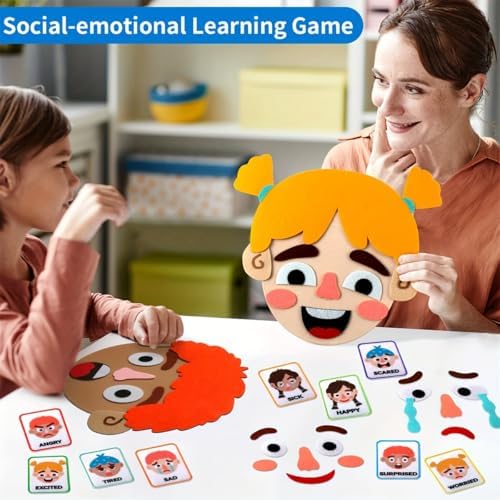 1Set Children's Felt Expression Face DIY Activity Toy, Children's Social Emotional Learning Activity Expression Board Emotional Expression, Educational Puzzle Game Early Education - Image 5