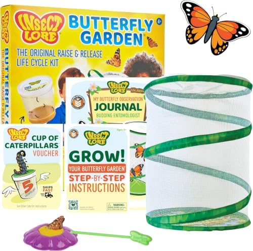 Insect Lore Raise and Release Butterfly Garden Kit – Caterpillar Habitat with redeemable Voucher – STEM-accredited Butterfly Growing Kit for Kids, Classrooms, and Homeschool Learning (Pack of 12) by InsectLore