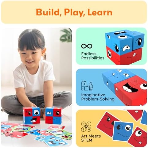 PicassoTiles Magnetic Expression Puzzle Toy Building Block Mix & Match Cubes Cubes Magnet Sensory Toys Pre-School Gifts Educational STEM Learning Kit for Kid, Baby Toddler Age 3 and Up 8 Pieces PMC08 - Image 4