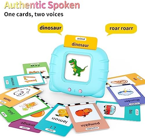 Eaever 580 Pre-K Sight Words Talking Flash Cards with Dolch Words,Letters/Number(0-100), Etc, Speech Therapy, Autism Sensory Toys, Easter Basket Stuffer Gifts for 3-6 Year Old Boys and Girls, Blue - Image 2