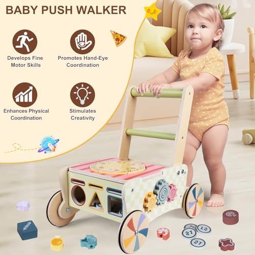 3 in 1 Wooden Baby Walker, Montessori Push Walker for Babies 10-12 Months - Image 4